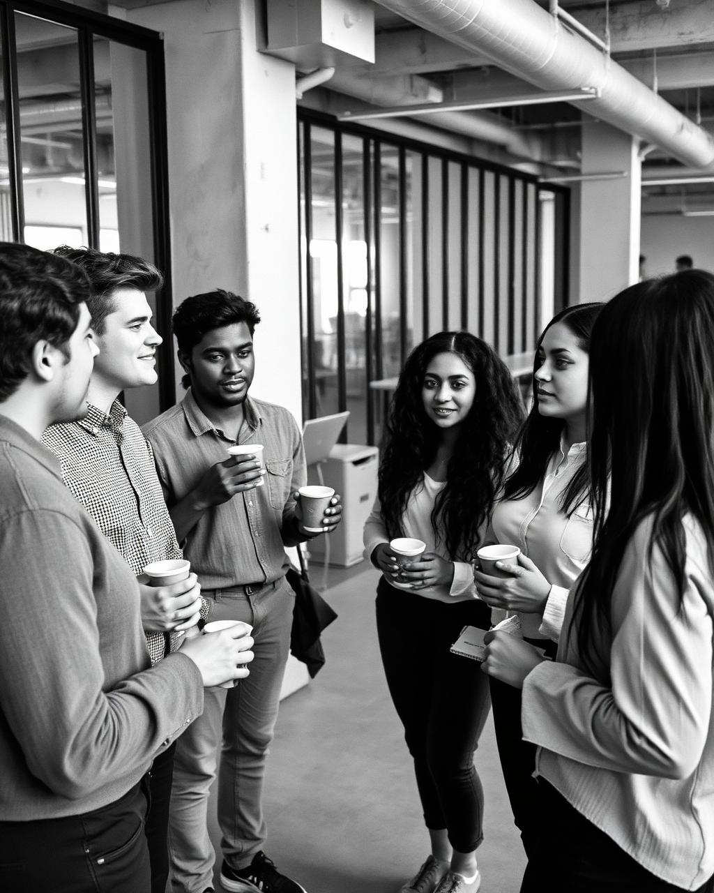 The Evolve team in a candid morning huddle in the office